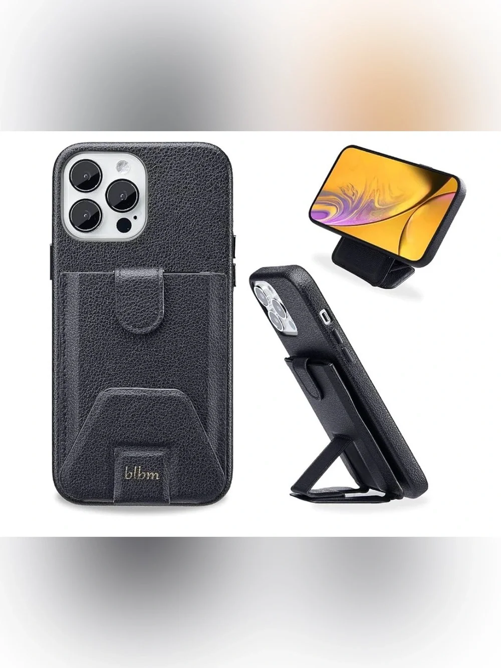 BLBM iPhone Black Leather Magnetic Wallet/Card holder/Money clip with Stand